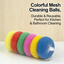 ECO Friendly Plastic Fiber Colorful Mesh Kitchen Cleaning Ball thumbnail-3