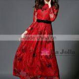 2016 New Fashion Design Women Dress Long Sleeve Maxi Dress Printed Prom Dress thumbnail-1