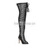 Catwalk Night Club Wear Gladiator Over the Knee Thigh High Boots Woman Runway Lace up Peep Toe Botas thumbnail-1