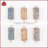 Natural Agate Titanium Druzy Bar Connector Gold Plated thumbnail-6