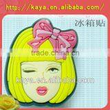 Promotional soft pvc gift fridge sticker/girl shape sticker