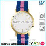 inspiration pink and blue wristband nylon women dress watch small polished gold stainless steel case and buckle