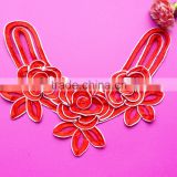 [NTSUNRISING]Red flower design kurta neck designs with lace for Garment,dress,home textile beautiful evening dress