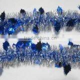 High Quality Christmas Tinsel Garland with Blue Leaf for Tree Decoration