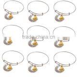 Wholesale Adjustable Wire Bangle I Love You To The Moon And Back Brother Charm Bangle Bracelet thumbnail-2