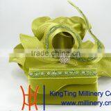 Green Wholesale Handmade Ribbon Satin Hats With Purse Together thumbnail-1