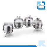 4 Pieces of 201 Stainless Steel Spice Jar & Seasoning Pot Set