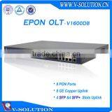 8 PON Port GEPON OLT 1U Height 19U Standard Box 8GE Interface for Uplink Supported 128 ONUs Under 1:64 Splitter Ratio