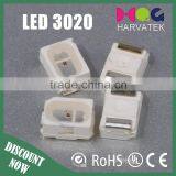 Good quality 3.0x2.0x1.3mm sanan chip yellow 30mA 3020 smd led specification