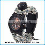 Hot Survival Bracelet Paracord Outdoor Watch With Compass Fire Starter Whistle thumbnail-2