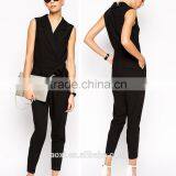 Sleeveless Suit Neckline Black Wholesale Price Long Jumpsuit thumbnail-1