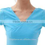 2015 Wholesale Light Blue Wrap Front Gymnastic T-shirt thumbnail-3