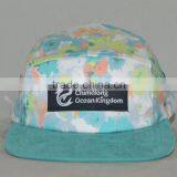 Guangzhou Hat Factory Professional Custom 100% Polyester / 5 Panel/camouflage With Dark Blue/woven Label Mark/flat Brim Hat