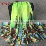 2016 Fashion Ladies Flower Print Chiffon Viscose Fashion Scarf Shawls and Stoles Solid Color thumbnail-2