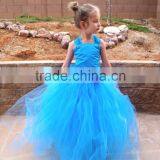 Blue Ruffles Organza Skirt Lace Up Back Custom Flower Girl Dress FGZ27 Cinderella Dresses For Girls thumbnail-1