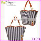 2013 Latest Design Women's Handbag Stripe Canvas Bag Chain Tassel Hangings Handbag Fashion Bag thumbnail-1