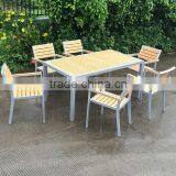 Modern Aluminum Frame And Teakwood Dining Room Set thumbnail-2