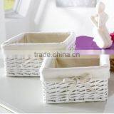 White Willow Wicker Gift Basket Decoration Wicker Storage Basket With Fabic Liner thumbnail-1
