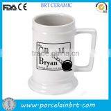 beautiful white ceramic custom shape beer mug