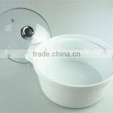 Great White Ceramic Cooking Pot With Two Handles, Porcelain Tureen With Glass Cover thumbnail-2