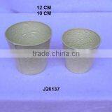 Off White Painted Iron Planters With Embossed Patterns thumbnail-1