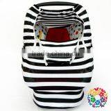 Stretchy Baby Car Seat Cover Black White Stripe Baby Car Seat Cover With Window thumbnail-3