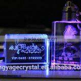 3D Laser Engraved Cube Crystal Led Keychain Photo Led Crystal Keychain thumbnail-3