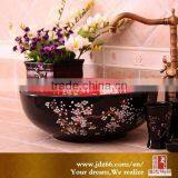 Classical Round Shaped Red and Black Glaze Ceramic Kitchen Sink thumbnail-1