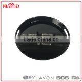 Supreme Quality Thick Wholesale Hot Sale Melamine Plain Black Round Serving Tray With Handles thumbnail-1