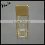 China Luxury Translucent Gold 100 ml Glass Bottle Cosmetic Perfume Bottle Glass With Bottle Gold Aluminum Spray and Cap thumbnail-2