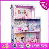New Style 3 Floor Girls Pretend Play Wooden Dollhouse Cottage W06A224 thumbnail-1