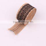 Jute Burlap Natural Hessian Ribbon With Black Color Lace Trim Wedding Rustic Vintage thumbnail-5