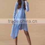 Women Fashion Party Dress New Design Asymmetrical Stripe Dress thumbnail-1
