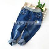 Wholesale Baby Denim Jeans Bird Embroidery Simple Little Dot Denim Trousers thumbnail-3