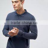 New Design Custom Printed Logo Long Sleeve Button Placket Men's 100% Cotton Pique 200gsm Casual Comfort Fit Polo Tshirt thumbnail-1