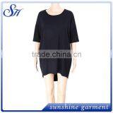 92%Polyester 8%Spandex Loose T-shirt Solid Color Plus Size T-shirt thumbnail-1