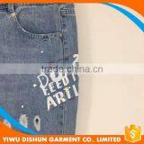 Women Good Quality Fashion Print Worn Brand Blue Jeans With Holes thumbnail-3