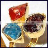 Stylish Double Stone Semi Precious Stone Ring,druzy Ring,2015 Latest Ring Collection thumbnail-2