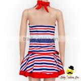 YZA-002 Yihong Cute Stripe Stylish Little Girls Sleeveless Bow Dress Designs Swimsuit Onesie Kids Swimming Wear thumbnail-6