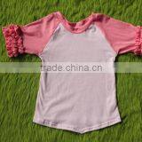 Top Quality Cotton Baby Girl Plain t- Shirt Summer Children t Shirt Ruffled Matching Color Baby Clothing thumbnail-1