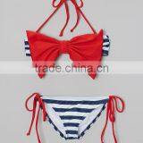 New Style Girl Swimsuit With Blue And Red Bow Bandeau Bikini Girl Beachwear Child Wear G-NP-TR905-322