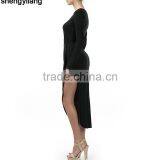 Hot Sale High Quality 95% Bamboo 5% Spandex Side-Slit Maxi Fancy Dress China thumbnail-3