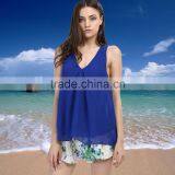 Fashion Summer Deep V Neck Chiffon Sleeveless Woman Blouse For Sale thumbnail-1
