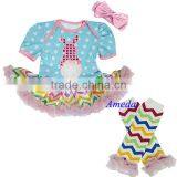 2014 Baby Easter Polka Dots Rosette Bunny Chevron Tutu Romper Warmers Party Dress NB-18M thumbnail-1