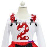 Girls Red White Polka Dots 2nd Birthday White Long Sleeves Tee 1-7Y thumbnail-1