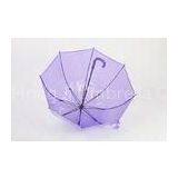 Purple Dome Clear PVC Umbrella J Shape For Event / Plastic Handle