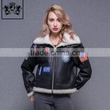 New arrival fashion custom leather woman leather motorcycle coat lambskin jacket with belt