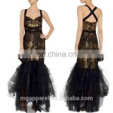 ladies long evening party dress black lace mermaid evening gowns