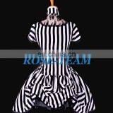 Rose Team-Free Shipping Custom-made Black and White Stripe Ball Gown Costume Medieval Victorian Dress thumbnail-3
