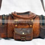 Real Goat Leather Vintage Travel Bag Handmade Gym Duffle Retro Overnight bag Weekend Travel Bag